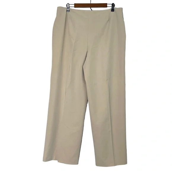 Soft Surroundings Straight Wide Leg Trousers Size 18 Beige Stretch Professional - Picture 2 of 9